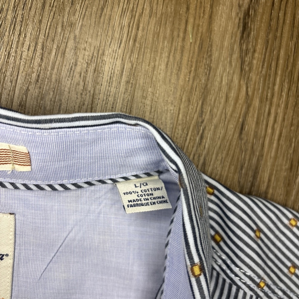 Tommy Bahama Jeans Shirt Men's Large Blue Cotton Striped Island Modern Fit Beach - Picture 8 of 12